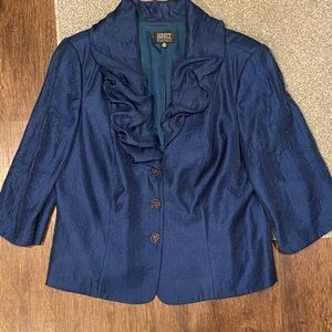Adrianna Papell Formal Navy Ruffled Blazer